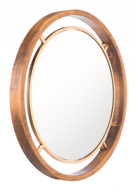 Antiqued Gold Round Wall Mirror (391631)
