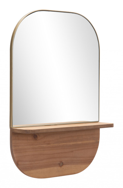 Gold Rectangular Mirror With Shelf (391645)