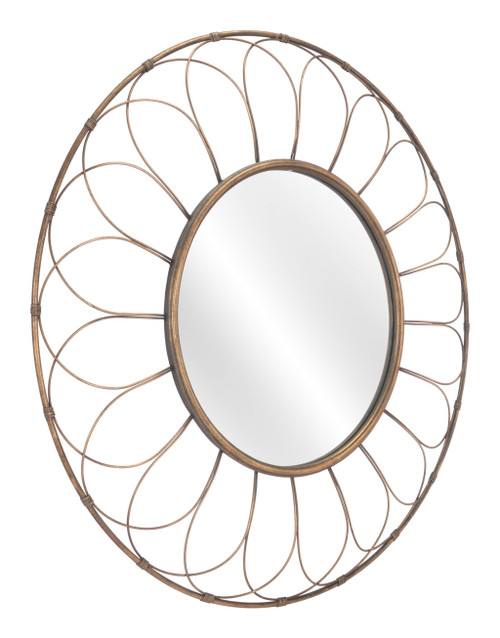 Gold Flower Framed Round Mirror (391655)
