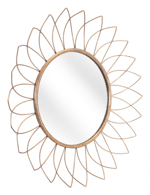 Gold Flowerburst Round Mirror (391661)