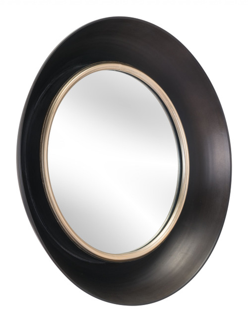 Modern Black Round Mirror (391663)