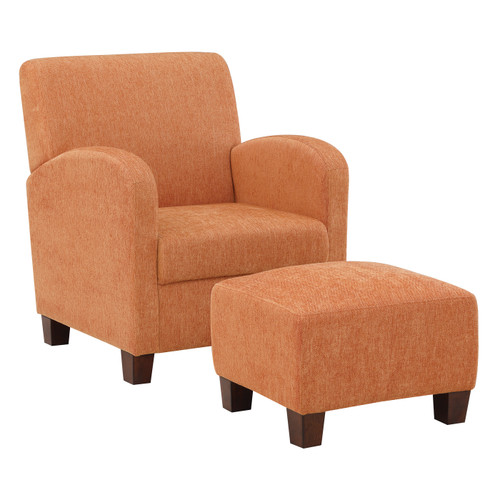 Aiden Chair & Ottoman Herringbone - Orange (ADN-H22)