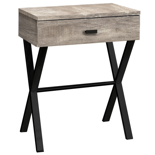 12" X 18.25" X 22.25" Taupe, Black, Particle Board, Metal - Accent Table (333208)