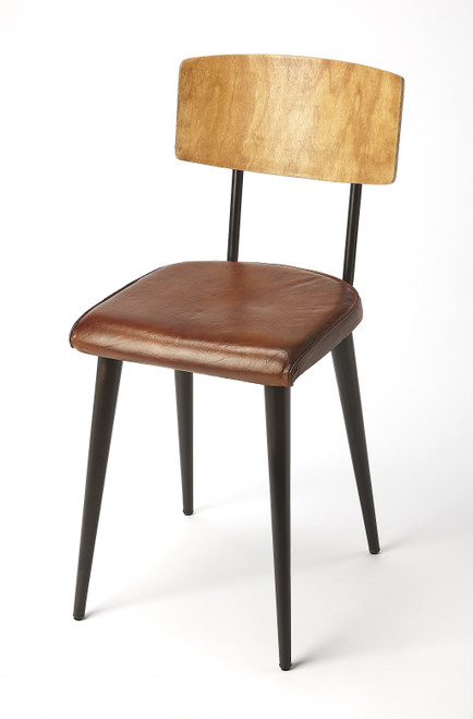 Metal And Wood Leather Dining Chair (389604)