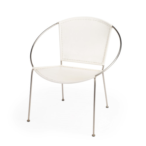 Modern Ring Shape White Leather Accent Chair (389607)