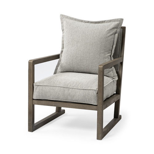 Wooden Accent Chair With Ash Gray Cushions (392011)