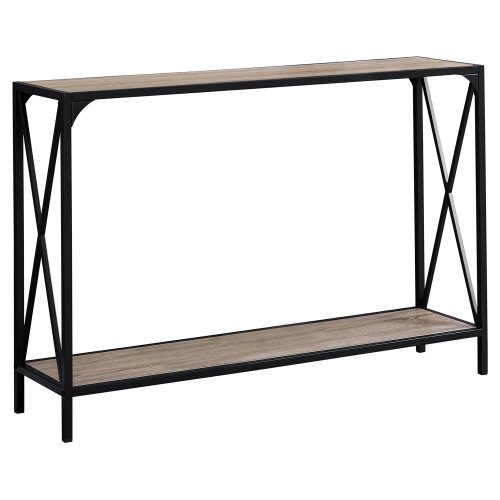 12" X 48" X 32" Dark Taupe, Black, Mdf, Metal - Accent Table (332730)