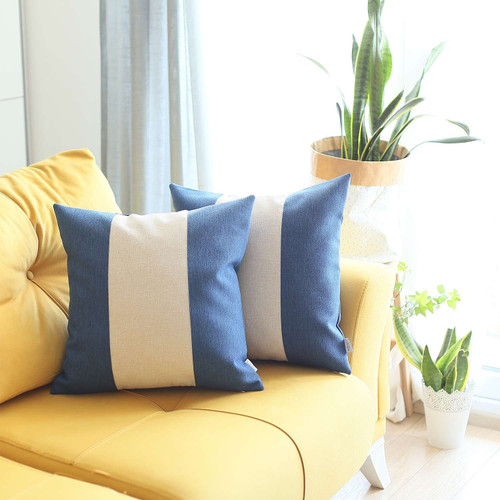 Set Of 2 Blue And White Center Pillow Covers (392749)