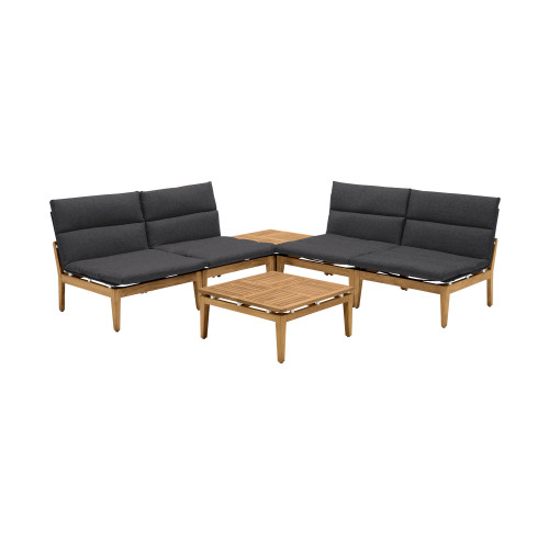 Arno Outdoor 6 Piece Teak Wood Seating Set In Charcoal Olefin (SETODARDK4A2B)