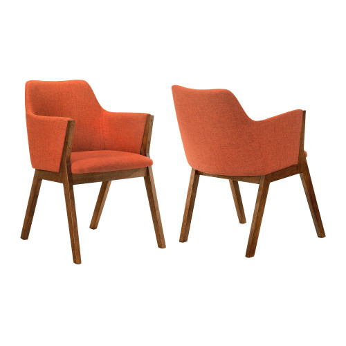 Renzo Orange Fabric And Walnut Wood Dining Side Chairs - Set Of 2 (LCRESIWAOR)