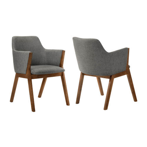 Renzo Charcoal Fabric And Walnut Wood Dining Side Chairs - Set Of 2 (LCRESIWACH)