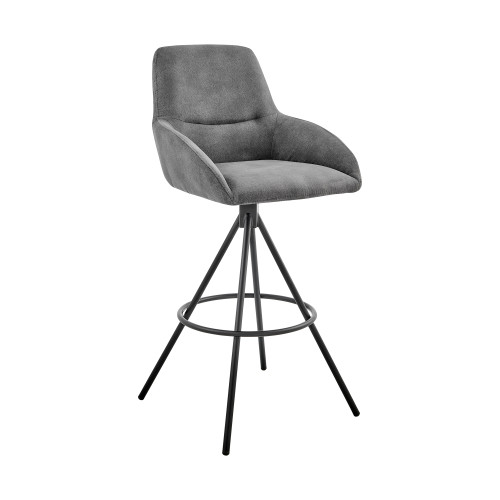 Odessa 30" Bar Height Bar Stool In Charcoal Fabric And Black Finish (LCODBACH30)