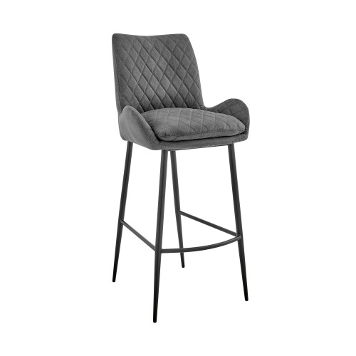 Panama 30" Bar Height Bar Stool In Charcoal Fabric And Black Finish (LCPMBACH30)