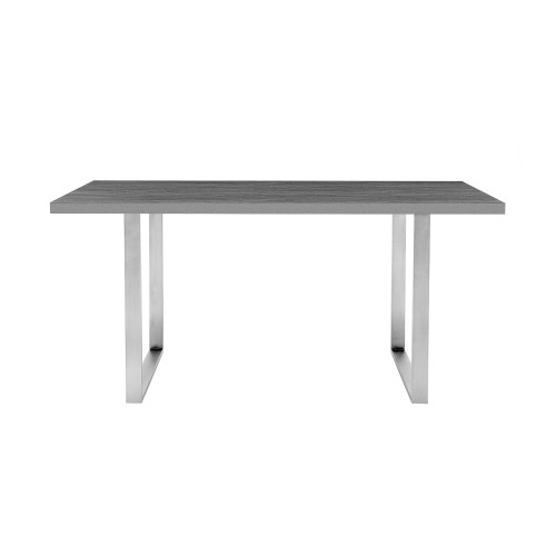 Fenton Dining Table With Gray Top And Brushed Stainless Steel Base (LCFEDIBSGR)
