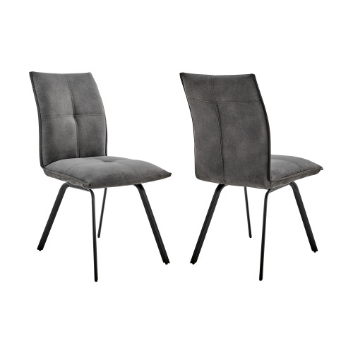 Rylee Dining Room Accent Chair In Charcoal Fabric And Black Finish - Set Of 2 (LCRYSICHA)