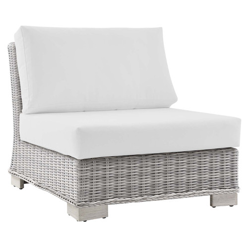 Conway Outdoor Patio Wicker Rattan Armless Chair EEI-4847-LGR-WHI