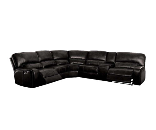 138" X 127" X 41" Black Leather-Aire Upholstery Metal Reclining Mechanism Sectional Sofa (Power Motion/Usb Dock) (348637)