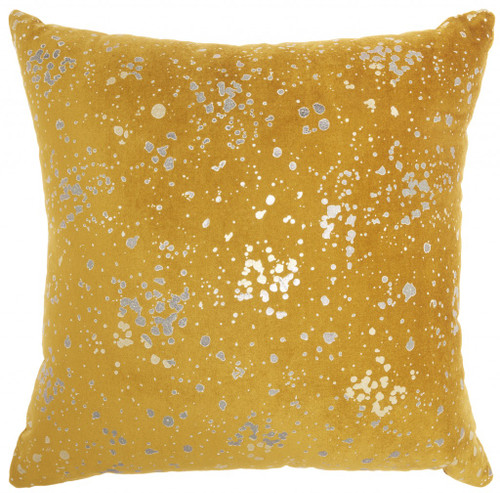 Mustard And Silver Throw Pillow (385929)