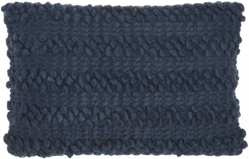 Dark Blue Pom-Pom Detailed Lumbar Pillow (386055)