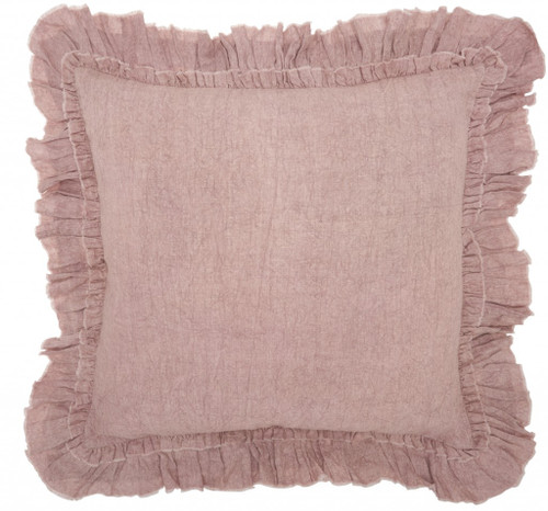 Dainty Ruffle Edged Pink Throw Pillow (386189)