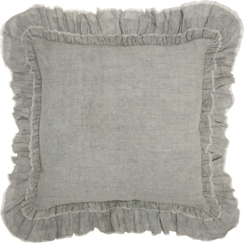 Dainty Ruffle Edged Light Gray Throw Pillow (386191)