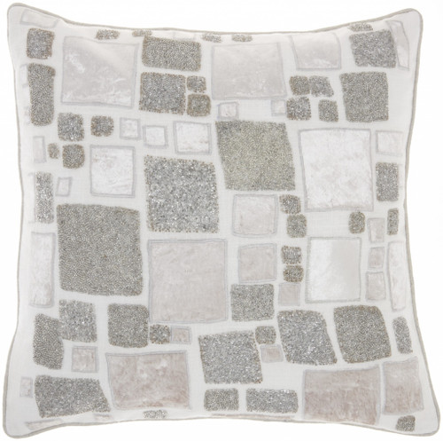 White And Silver Square Pattern Throw Pillow (386656)