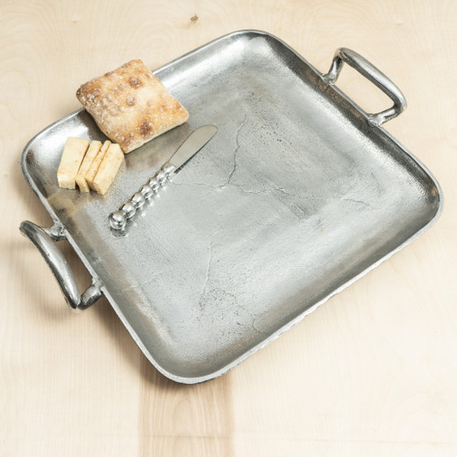 Silver Square Shaped Metal Tray (388578)