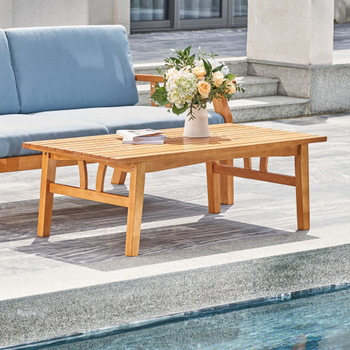 Natural Wood Outdoor Rectangular Coffee Table (390015)