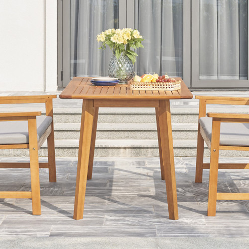 Light Wood Dining Table With Slatted Top (390027)