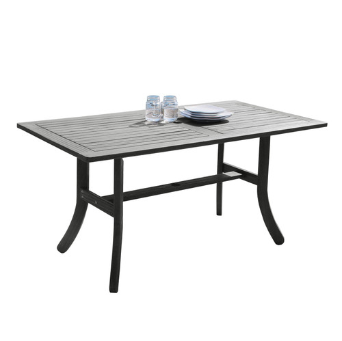 Distressed Grey Dining Table With Curved Legs (390037)