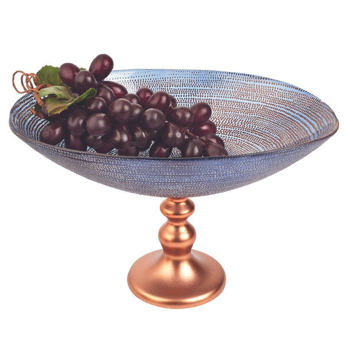 Handcrafted European Glass Centerpiece Low Footed Bowl (390095)