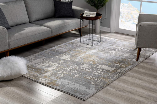 5' X 8' Beige And Gray Distressed Area Rug (391827)