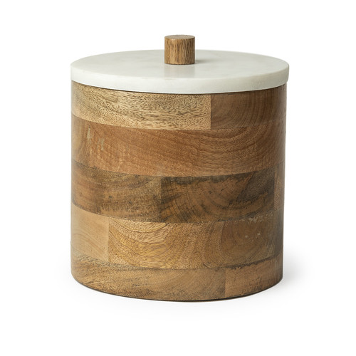 Brown Wooden Round Storage Box (392201)