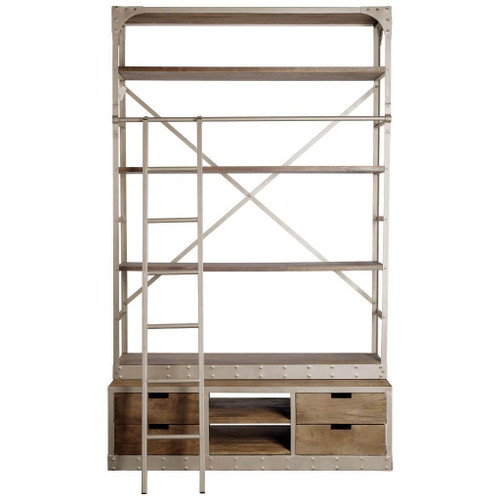 Gray Metal Shelving Unit With Light Brown Storage (392223)