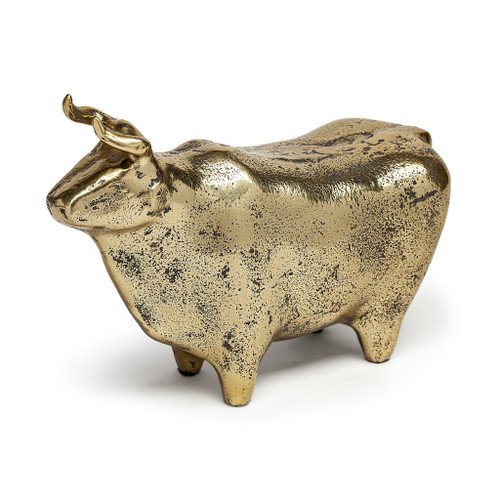Gold Cast Aluminum Bull Sculpture (392402)