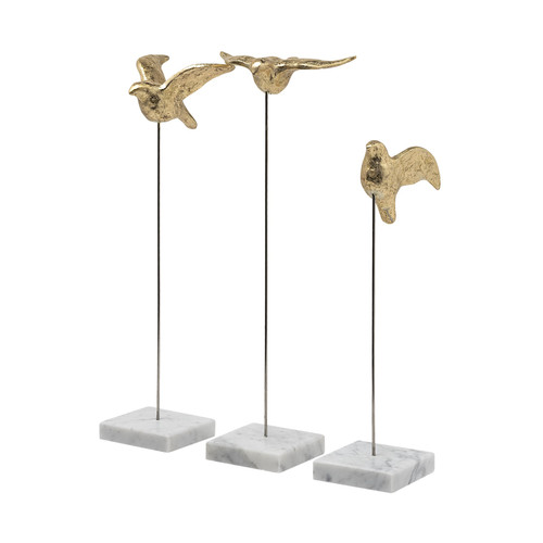Set Of Three Gold Bird Sculptures (392411)