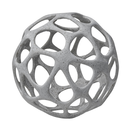 Light Gray Metal Hollow Orb Sculpture (392470)