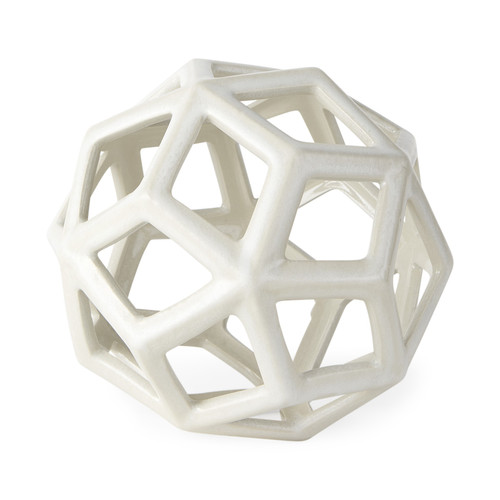 White Crackle Glaze Ceramic Geometric Sculpture (392532)