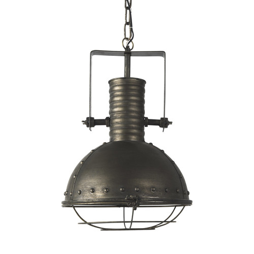 Industrial Caged Black Metal Hanging Light (392840)