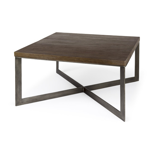 Dark Brown Wood And Metal Coffee Table (393163)