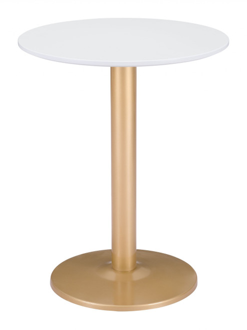 Gold And White Pedestal Bistro Table (394796)