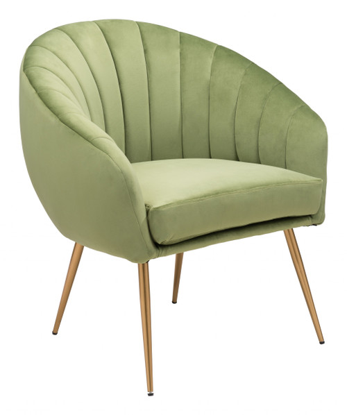Mossy Green And Gold Curve Vertical Channel Accent Club Chair (395008)