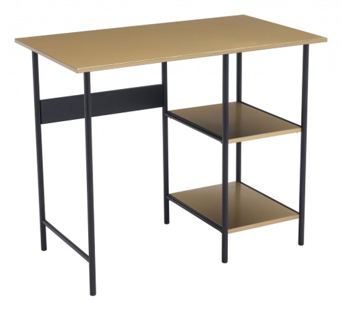 Stylish Brass And Black Open Concept Desk (395060)