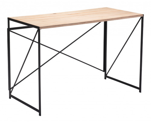 Light Natural Wood And Black Table Desk (395069)