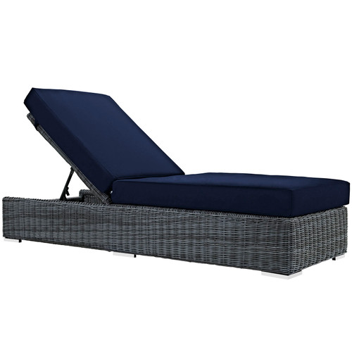 Summon Outdoor Patio Sunbrella Chaise Lounge EEI-1876-GRY-NAV