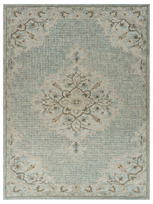 9' X 12' Blue And Beige Flor Medallion Area Rug (395928)