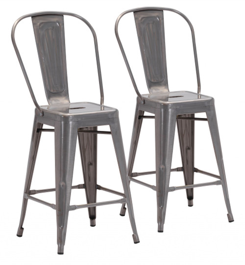 Set Of Two Gray Steel Counter Chairs (396499)