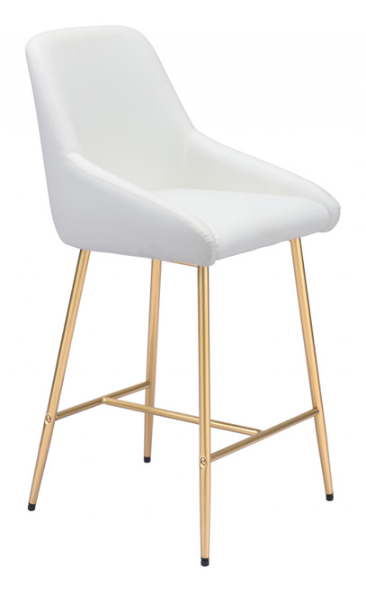 Gold And White Faux Leather Counter Stool (396538)
