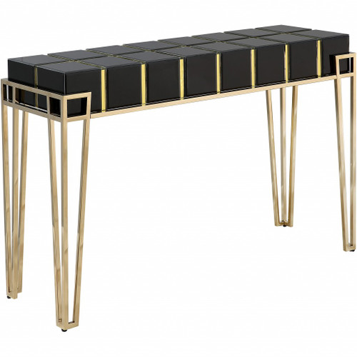 Gold And Black Sqaured Console Table (396855)