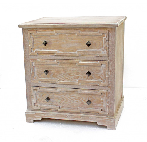 16" X 32" X 32" Natural, 3 Drawer, Rustic, White-Washed Wood - Cabinet (274365)